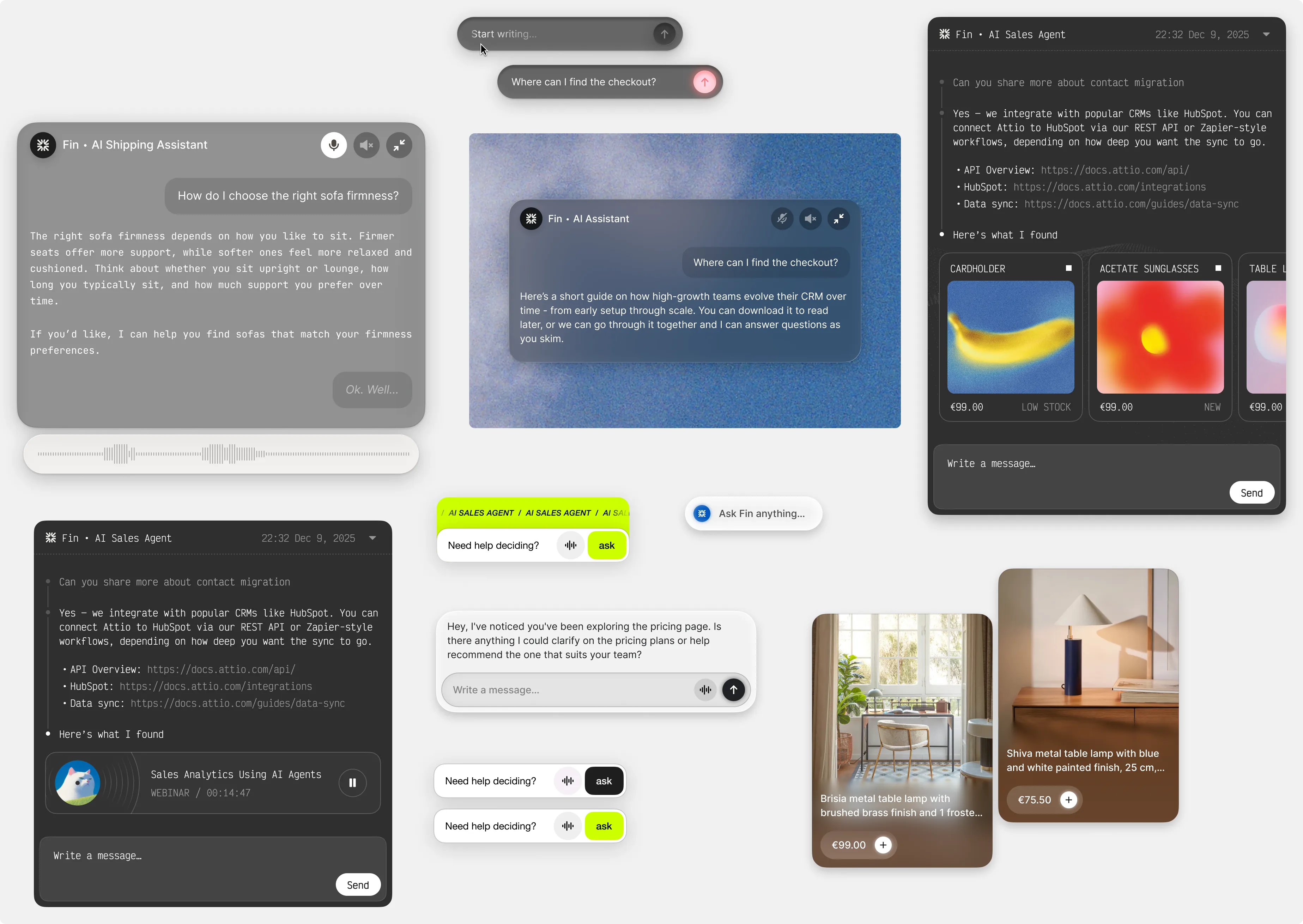 Full spread of Spotlight messenger visual explorations
