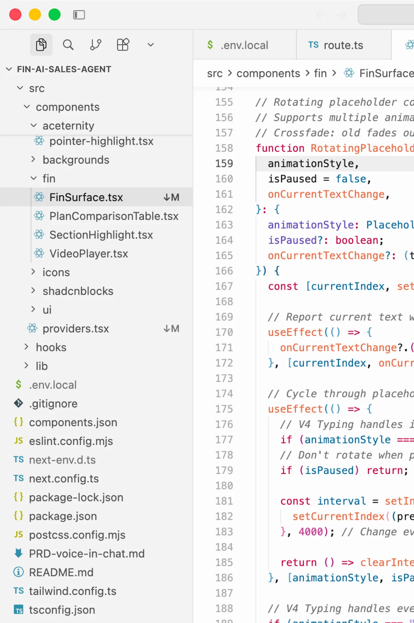 The prototype codebase in the IDE
